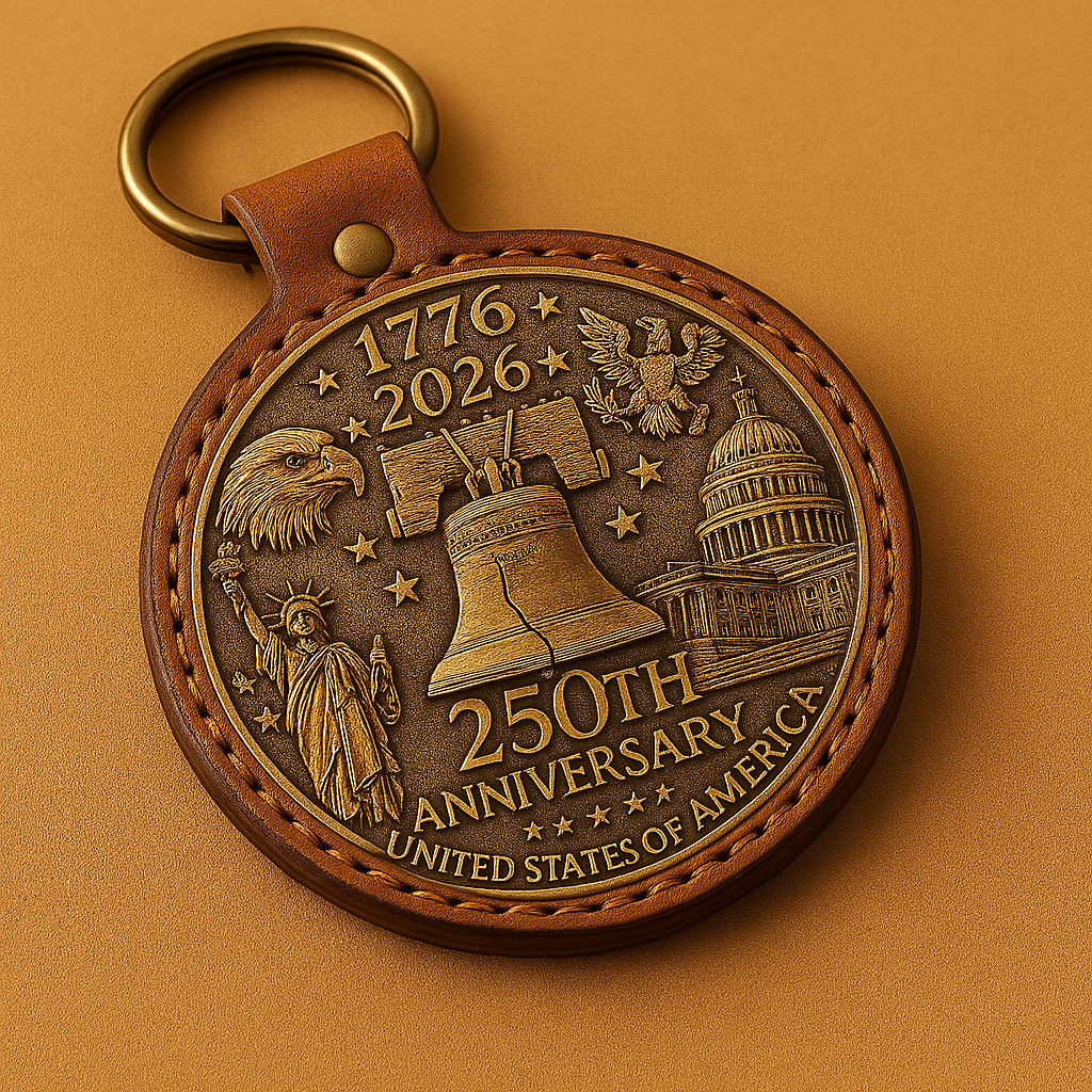 U.S. 250th Anniversary Leather Keychain