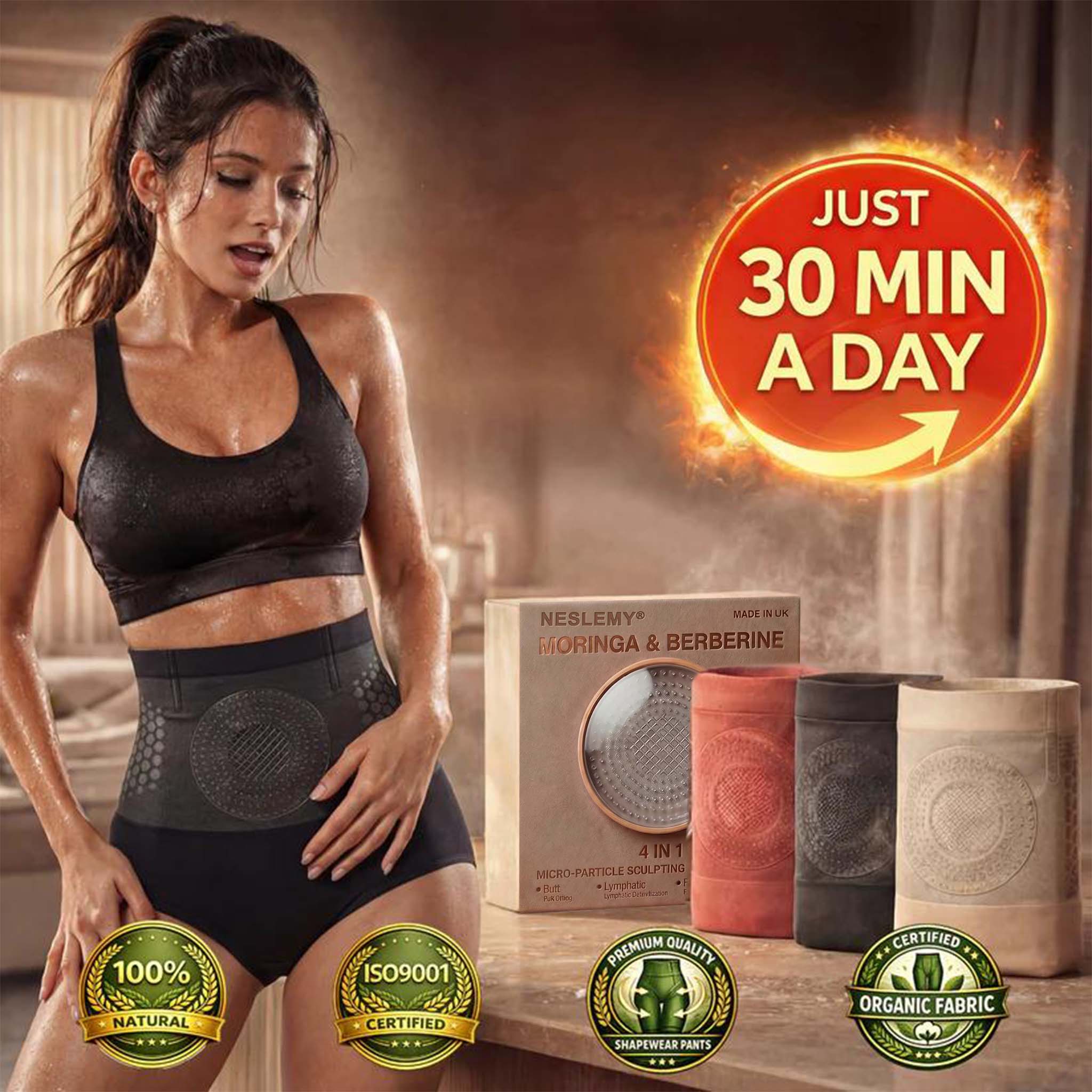 🏆Ends Today: 70% OFF! 💦🍕NESLEMY® 𝐌𝐨𝐫𝐢𝐧𝐠𝐚 & 𝐁𝐞𝐫𝐛𝐞𝐫𝐢𝐧𝐞 4‑In‑1 Micro‑Particle Sculpting & Fat‑Burn Shorts
