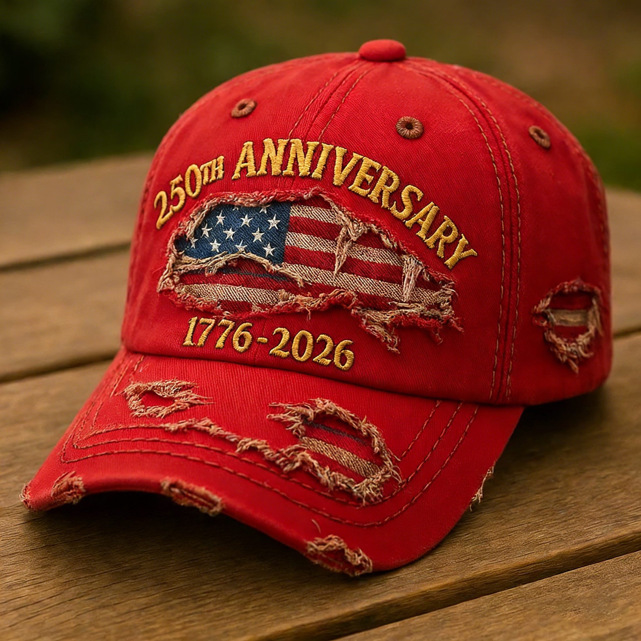 America 250th Anniversary Distressed Denim Cap – A Patriotic Tribute to 1776-2026
