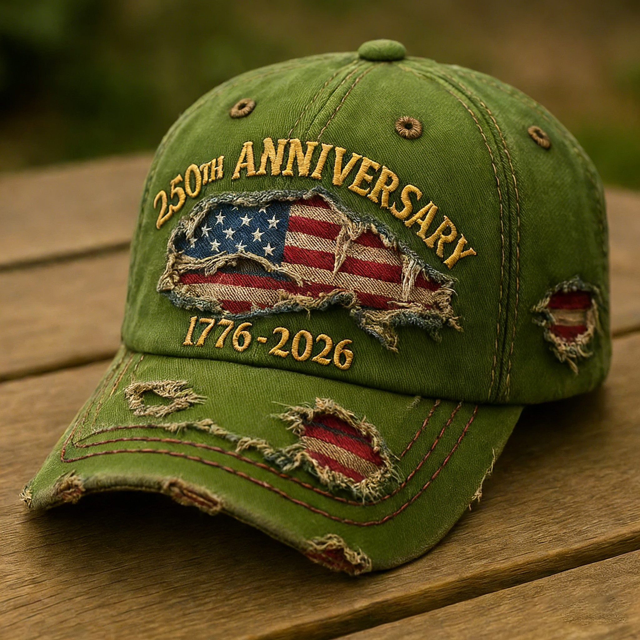 America 250th Anniversary Distressed Denim Cap – A Patriotic Tribute to 1776-2026