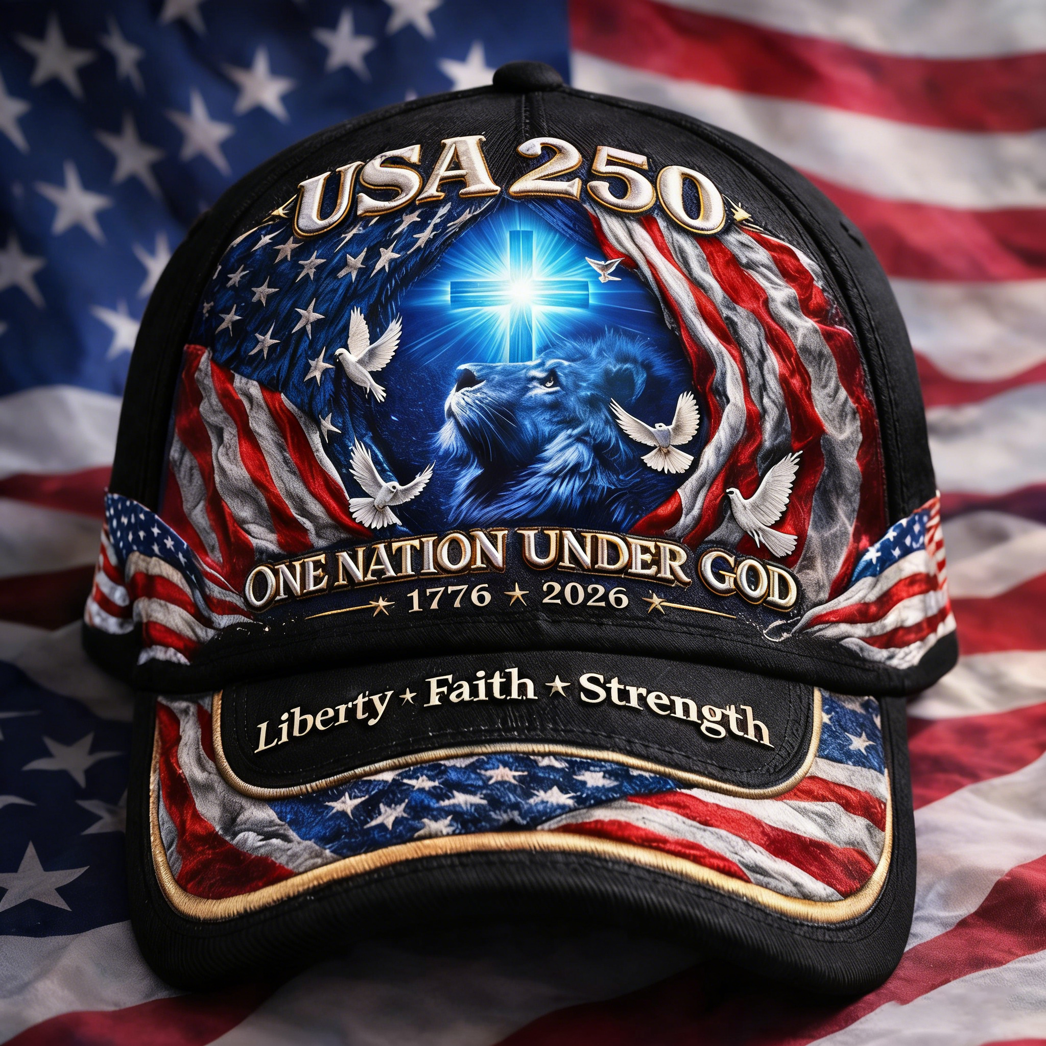 🇺🇸 USA 250 – One Nation Under God Patriotic Heritage Cap