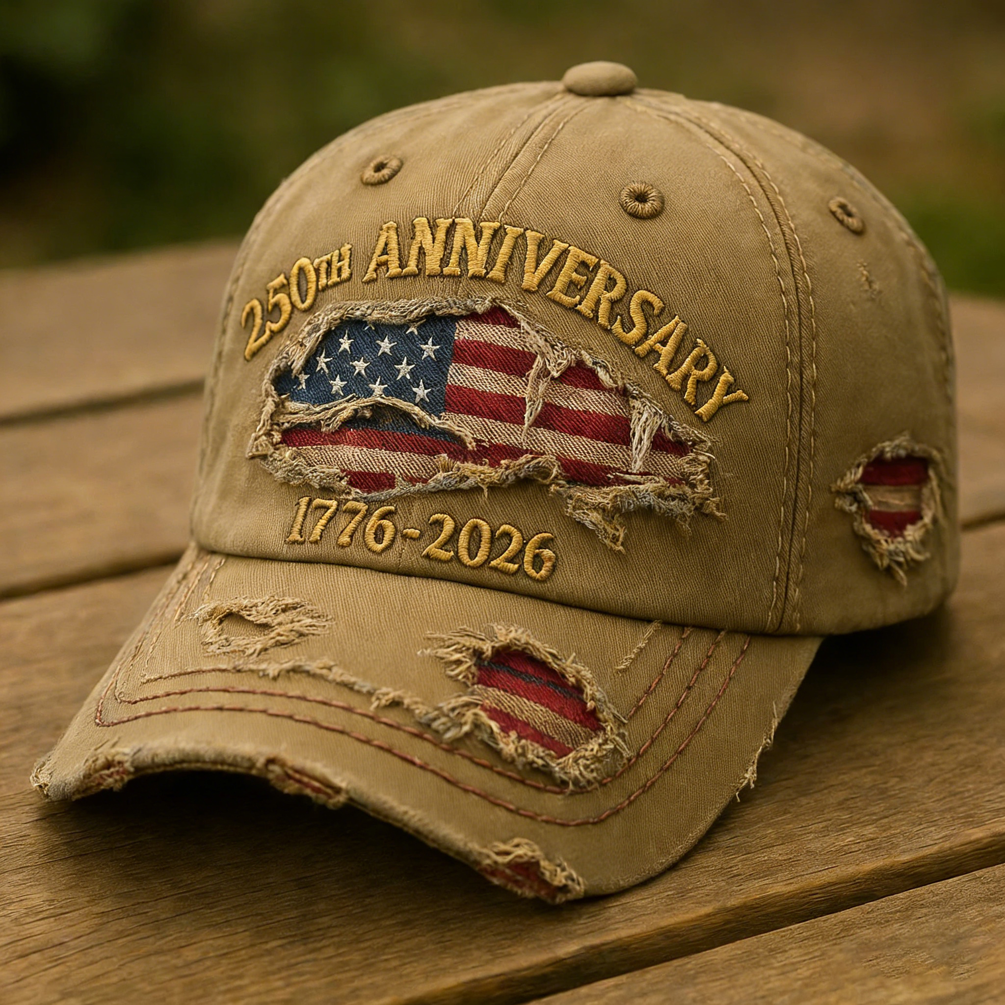 America 250th Anniversary Distressed Denim Cap – A Patriotic Tribute to 1776-2026