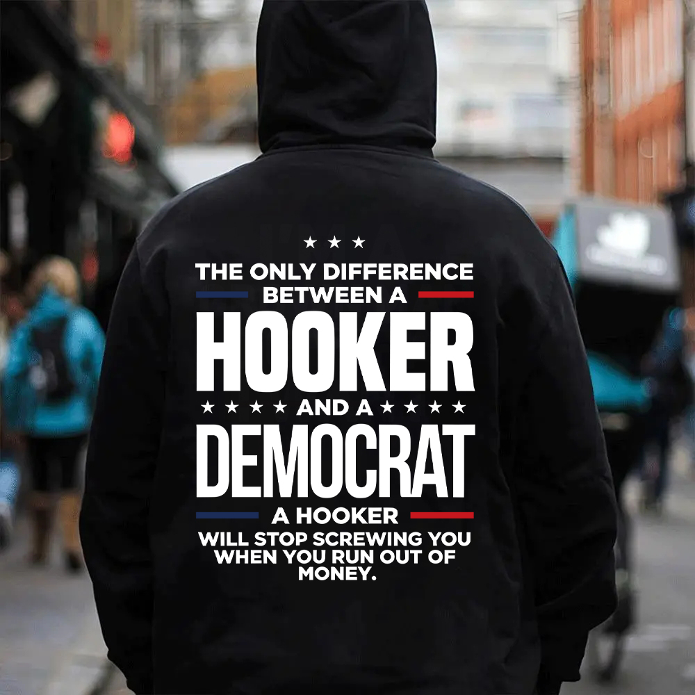 The Only Difference Between A Hooker And A Democrat Men's T-shirt 