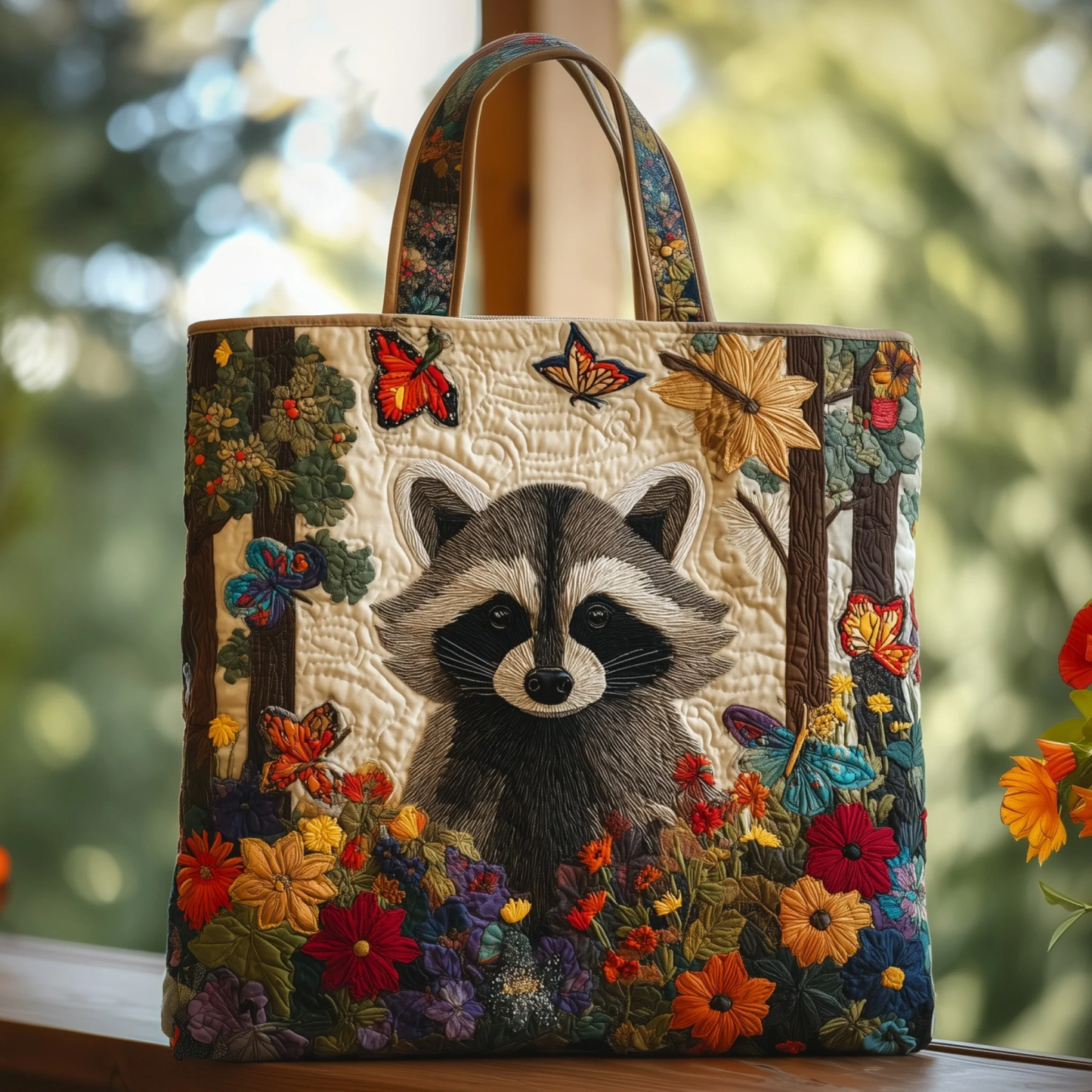 Raccoons Quilted Tote Bag
