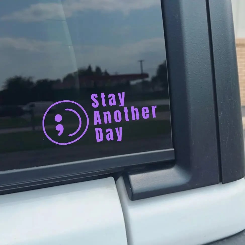 🔥Buy 1 Get 1 Free⏰ SAD Stay Another Day Mental Health Awareness Car Decal Permanent Sticker for Vehicle Windows 🎁Waterproof & No Residue