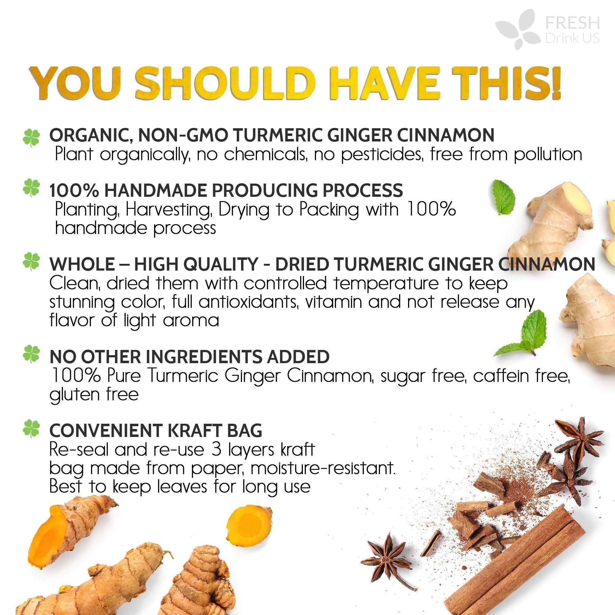 100% Natural Turmeric Ginger Cinnamon Tea