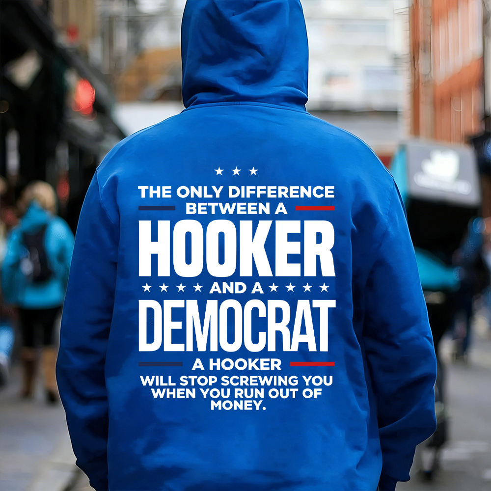 The Only Difference Between A Hooker And A Democrat Men's T-shirt 