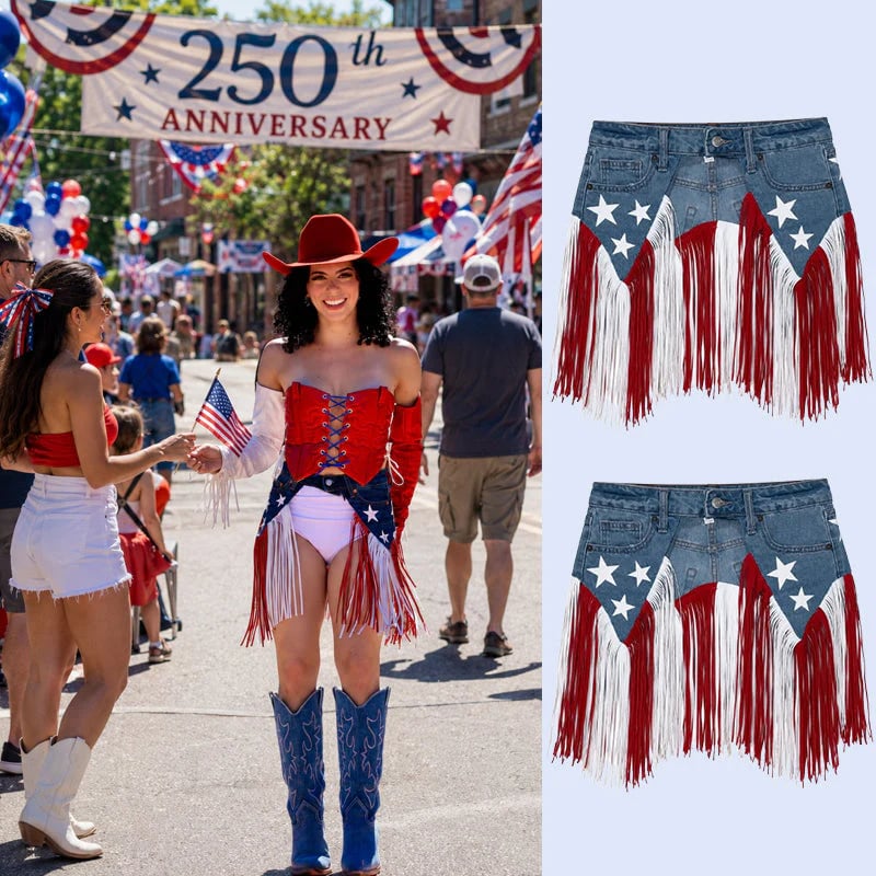 🔥LAST DAY 49% OFF - USA 250th Anniversary Patriotic Denim Fringe Belt