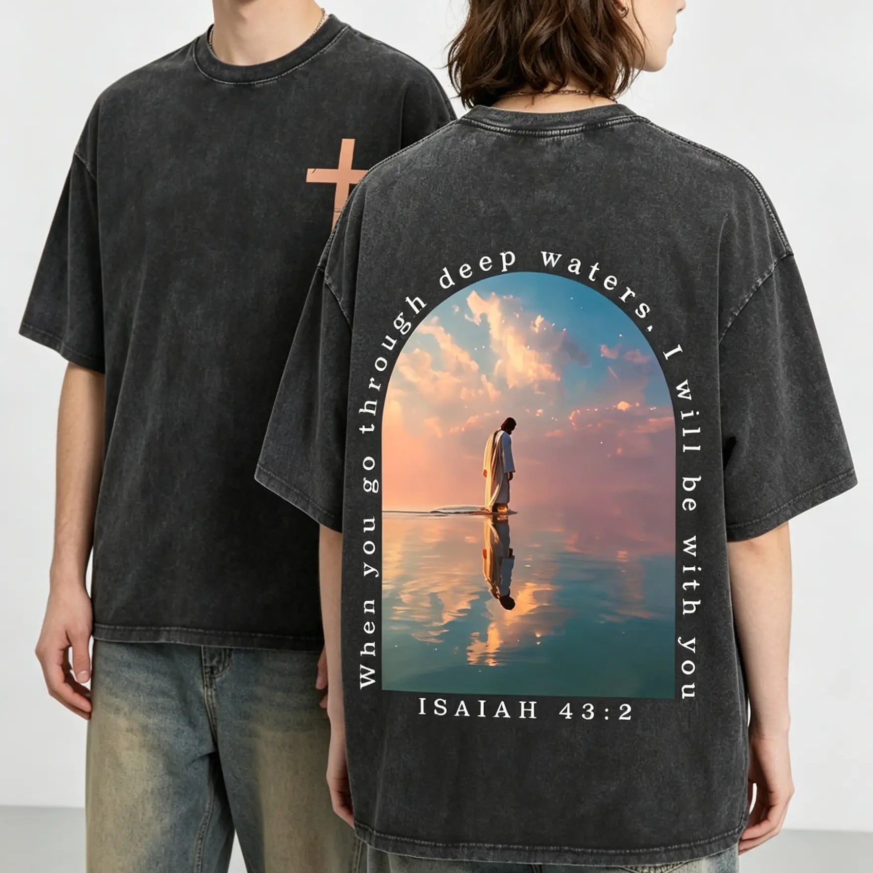 Isaiah 43:2 Washed Faith Tee ✝️ – “I Will Be With You” Vintage Shirt