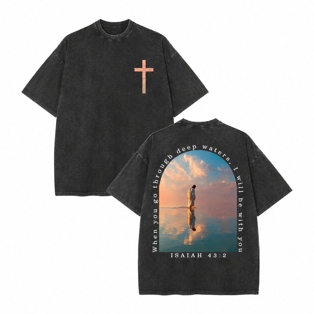 Isaiah 43:2 Washed Faith Tee ✝️ – “I Will Be With You” Vintage Shirt