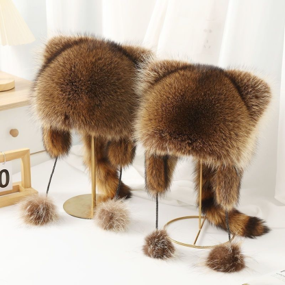 LAST DAY 49% OFF - Handmade Imitation Raccoon Fur Hat - - BUY 2 FREE SHIPPING