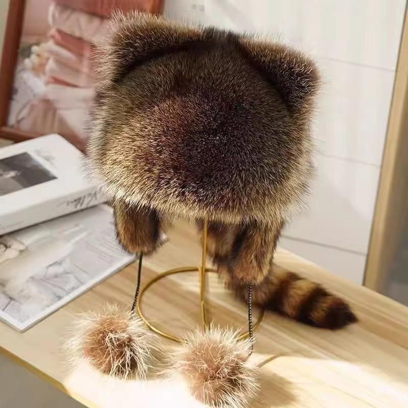 LAST DAY 49% OFF - Handmade Imitation Raccoon Fur Hat - - BUY 2 FREE SHIPPING
