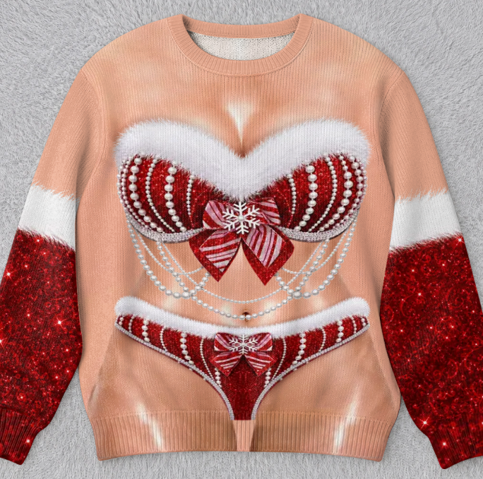 Funny Ugly Sweatshirt -Christmas Birthday Gifts For Wife, Daughter, Besties, Sisters, Granddaughter, Grandma, Mom, Yourself - Tis The Season To Misbehave