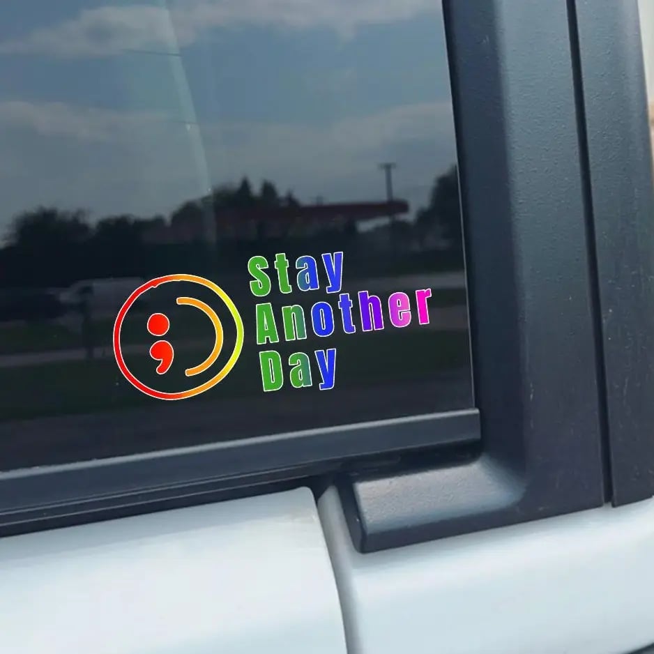 🔥Buy 1 Get 1 Free⏰ SAD Stay Another Day Mental Health Awareness Car Decal Permanent Sticker for Vehicle Windows 🎁Waterproof & No Residue