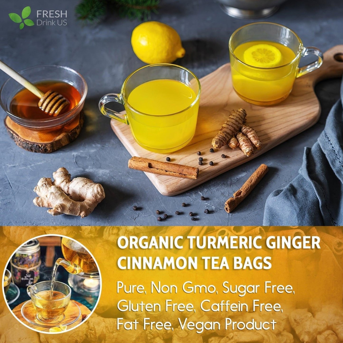 100% Natural Turmeric Ginger Cinnamon Tea