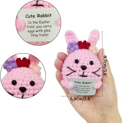 Knitted Wool Easter Toys with Positive Card for Easter Basket Stuffers Gifts