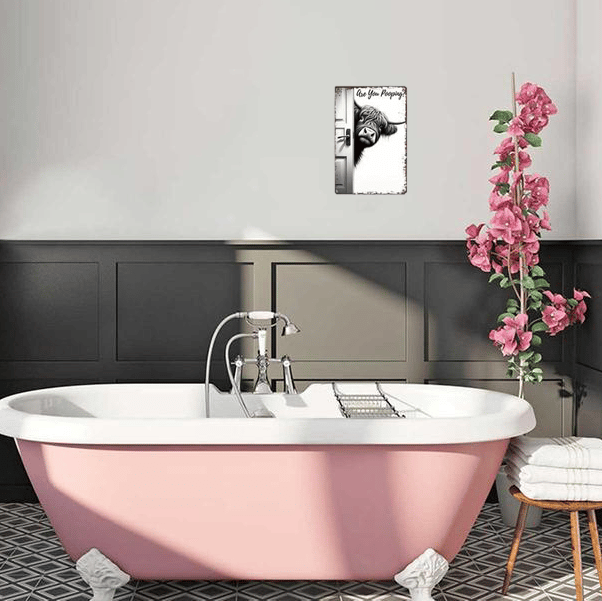 Vintage Highland Cow Sign – FunnyAre You Pooping? Wall Decor😂