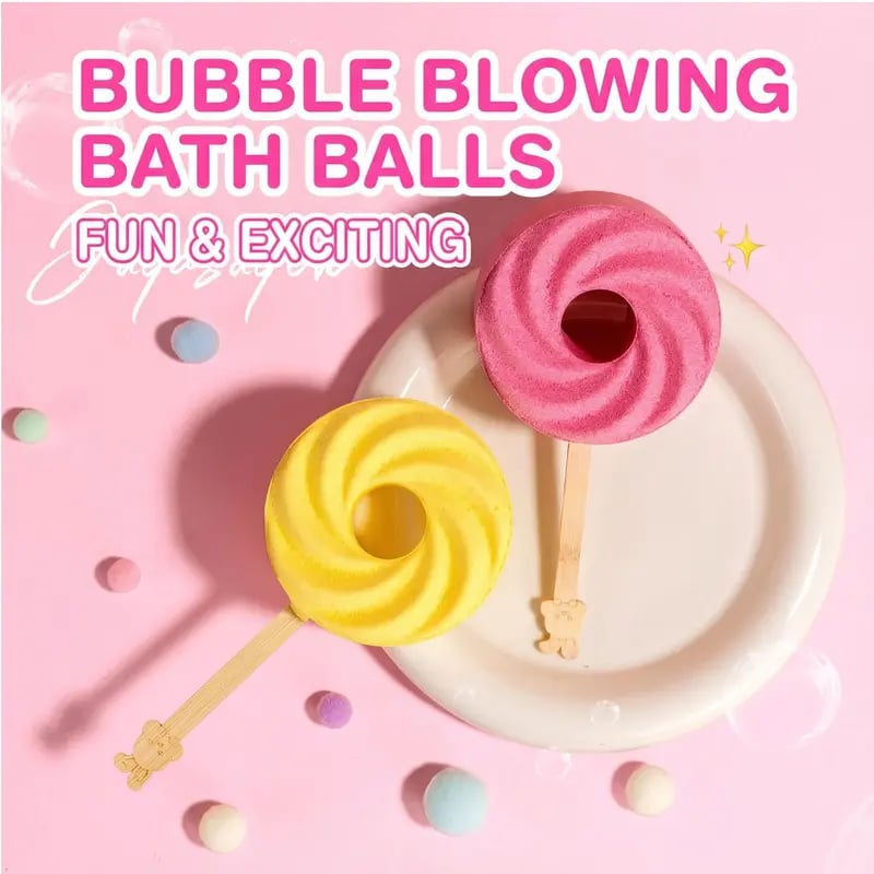 Cute Lollipop Bath Bomb,Colorful Bubble Bath Ball for Fun Bath Time 🫧