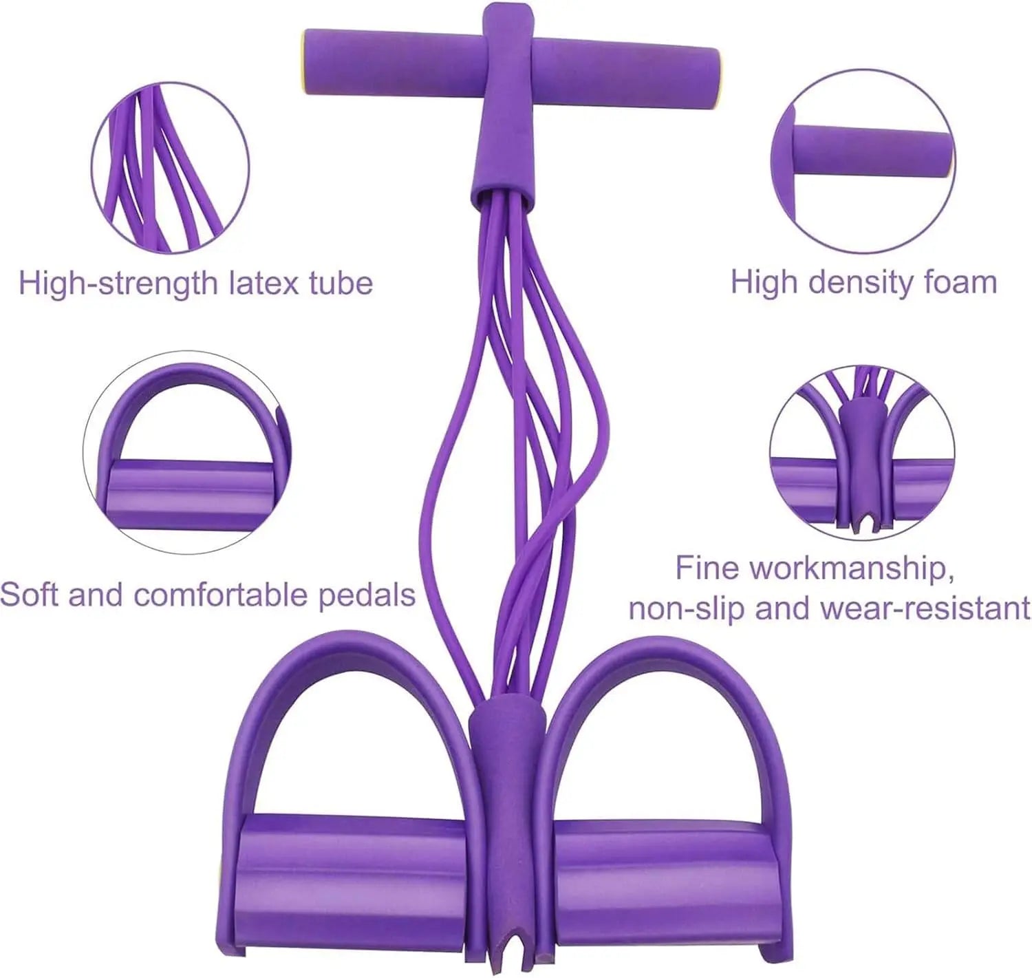 4-Tube Resistance Band Pedal - Elastic Pull Rope for Workout, Stretching & Home Fitness