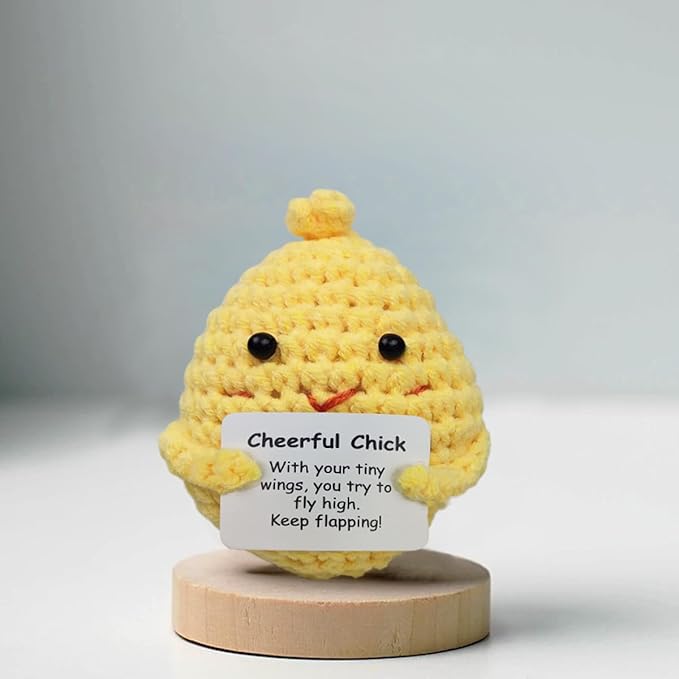 Knitted Wool Easter Toys with Positive Card for Easter Basket Stuffers Gifts