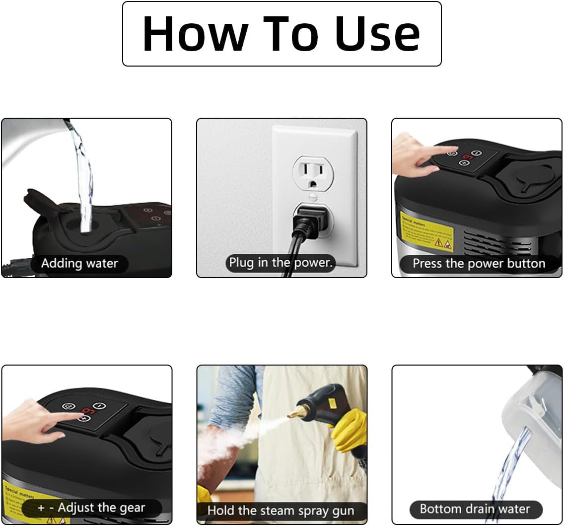 iToolMax 2500W High Pressure Steam Cleaner with Gloves