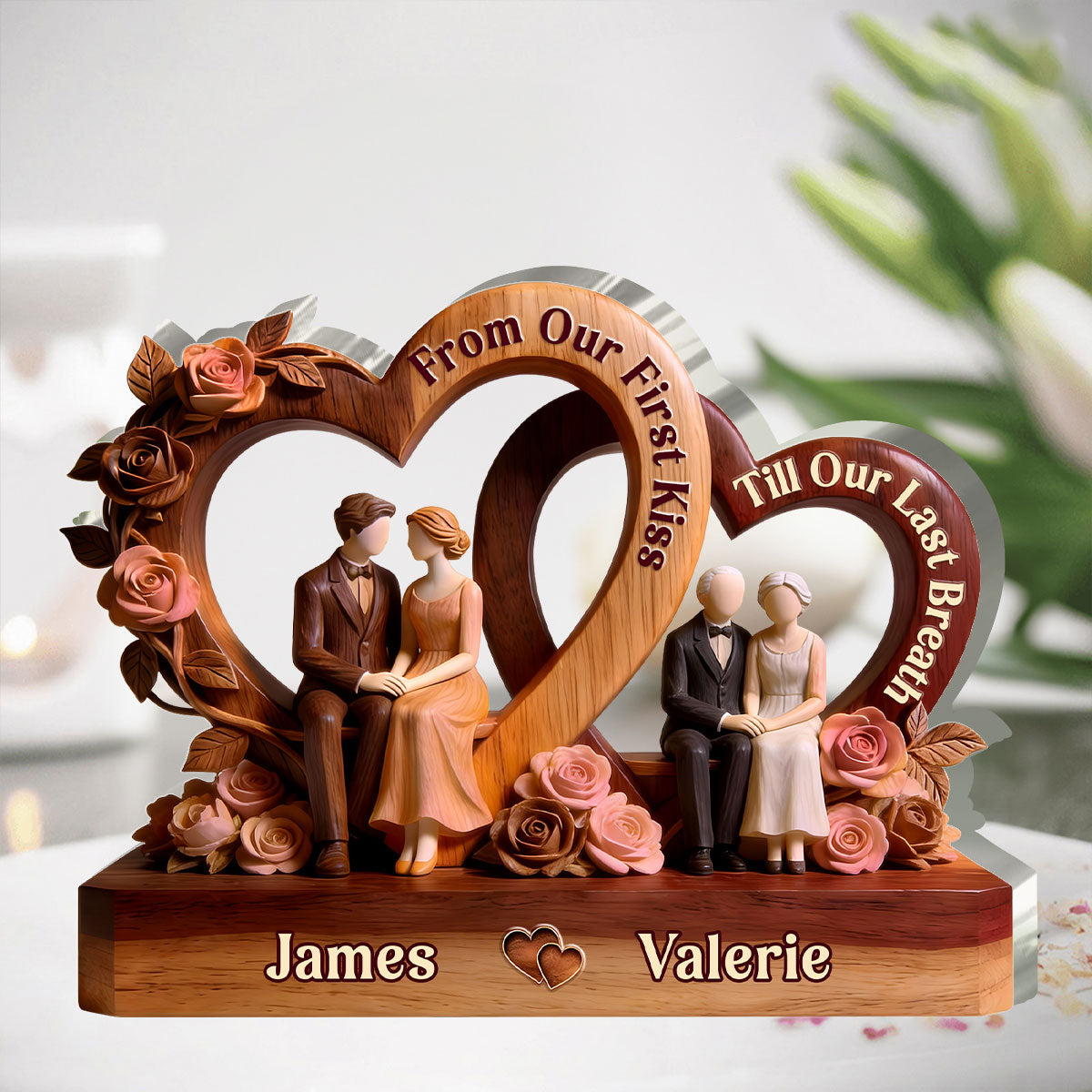 From Our First Kiss Till Our Last Breath - Personalized Custom Shaped Acrylic Plaque