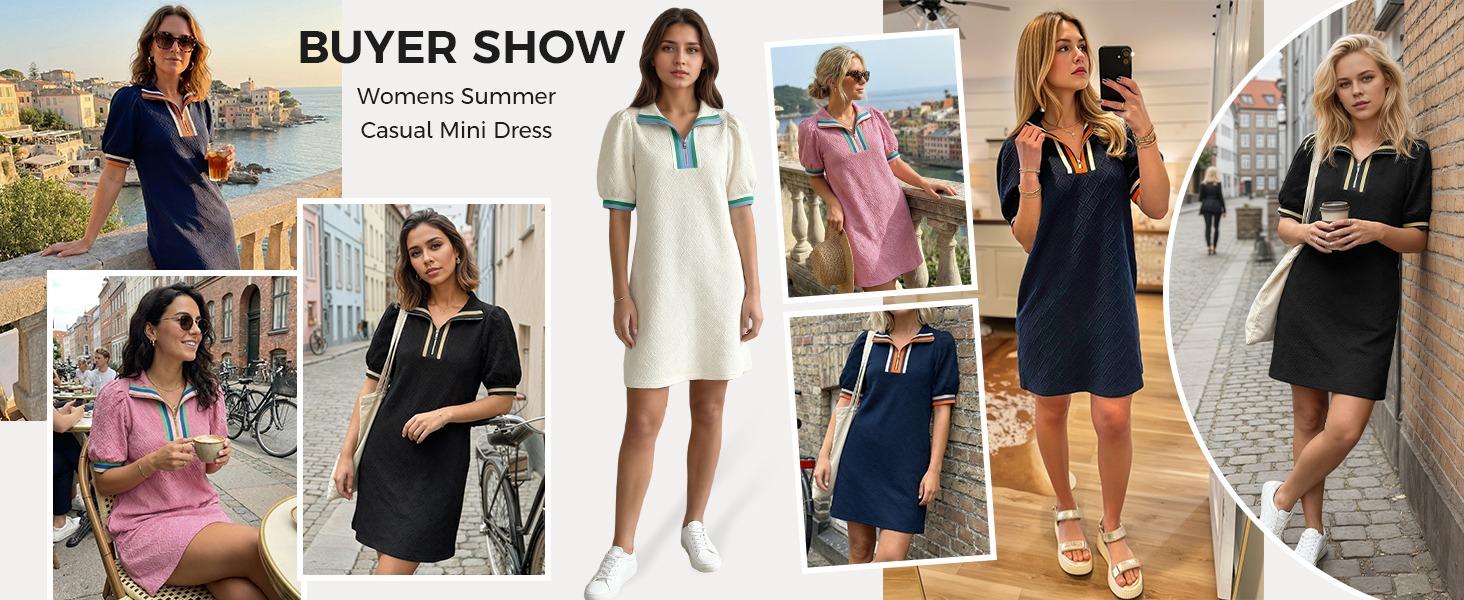 Fisoew Womens Summer Puff Short Sleeve Mini Dress Quarter Zip V Neck Casual Textured Loose Fit Active Sweatshirt Dresses Womenswear Sky Fisoew Womens Summer Puff Short Sleeve Mini Dress Quarter Zip V Neck Casual Textured Loose Fit Active Sweatshirt Dresses Womenswear Sky