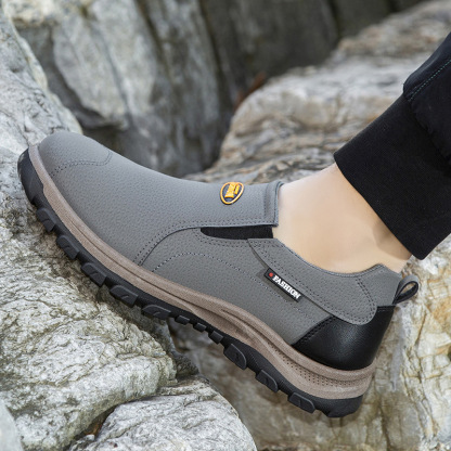 (⏰Limited Time 70% Discount off)Men's Outdoor Breathable Genuine Leather Shoes Non-slip Slip-On Shoes Arch Support Orthopedic Shoes-walkjoyful