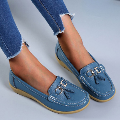 Vanccy-Women Flats Ballet Leather Shoes-walkjoyful