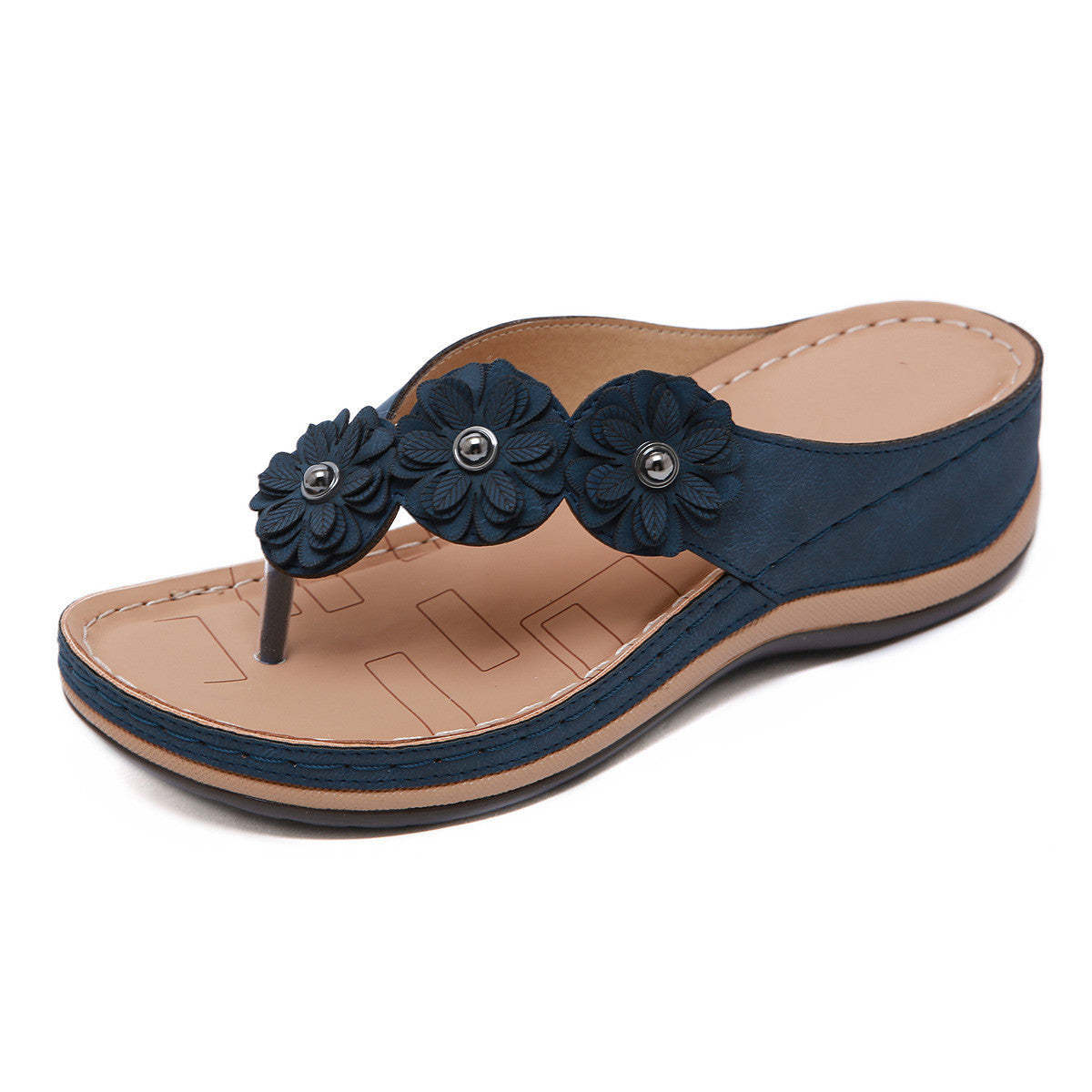 WOMEN'S LIGHTWEIGHT FLOWERS CLIP TOE SANDALS-burnzay
