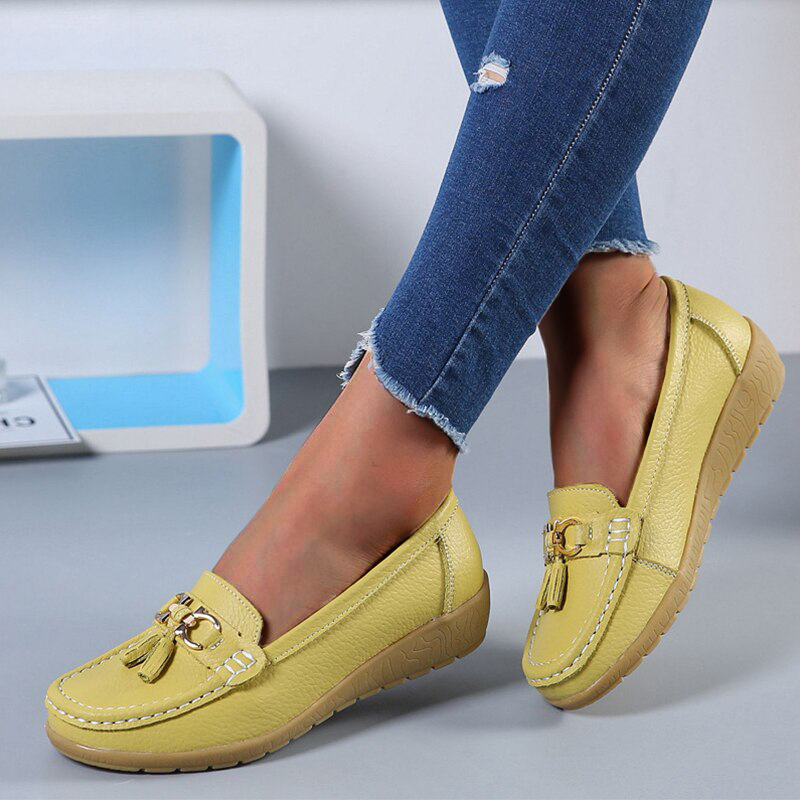 Vanccy-Women Flats Ballet Leather Shoes-walkjoyful