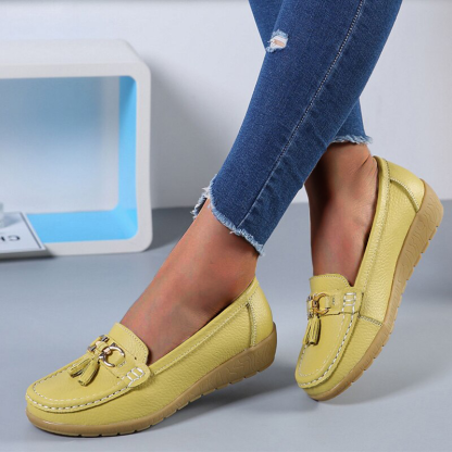 Vanccy-Women Flats Ballet Leather Shoes-walkjoyful