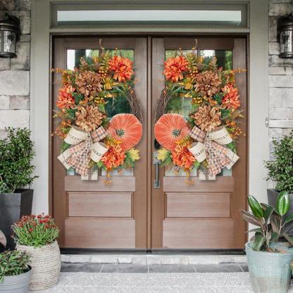 Fall Pumpkin Wreath-Rustic Grapevine Home Decor
