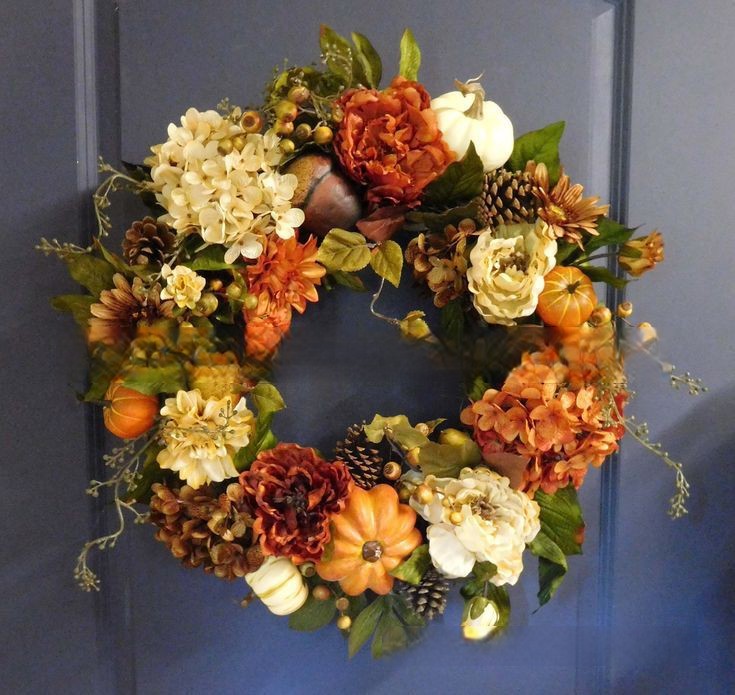 Fall Peony and Pumpkin Wreath - Year Round Wreath 5