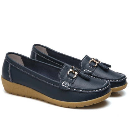Vanccy-Women Flats Ballet Leather Shoes-walkjoyful
