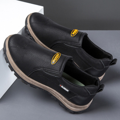 (⏰Limited Time 70% Discount off)Men's Outdoor Breathable Genuine Leather Shoes Non-slip Slip-On Shoes Arch Support Orthopedic Shoes-walkjoyful