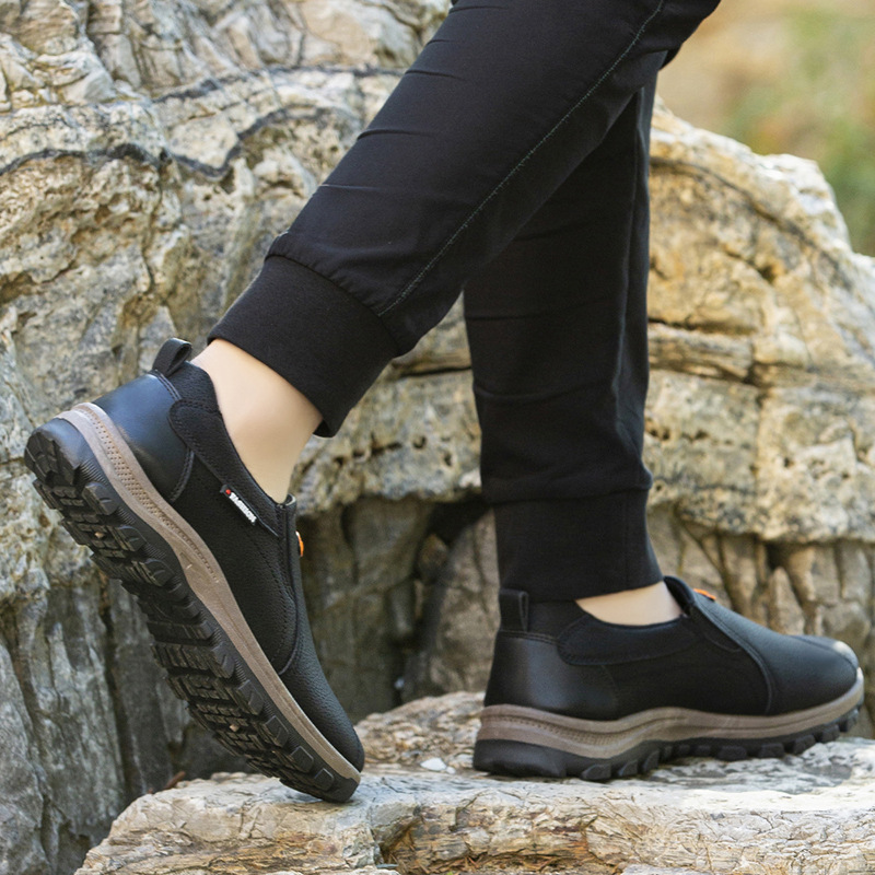 (⏰Limited Time 70% Discount off)Men's Outdoor Breathable Genuine Leather Shoes Non-slip Slip-On Shoes Arch Support Orthopedic Shoes-walkjoyful
