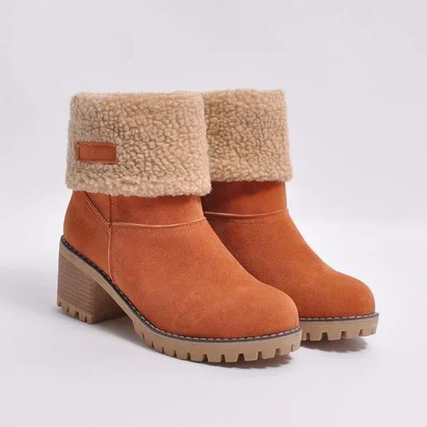 Women Two Ways Wear Warm Square Heels Snow Boots