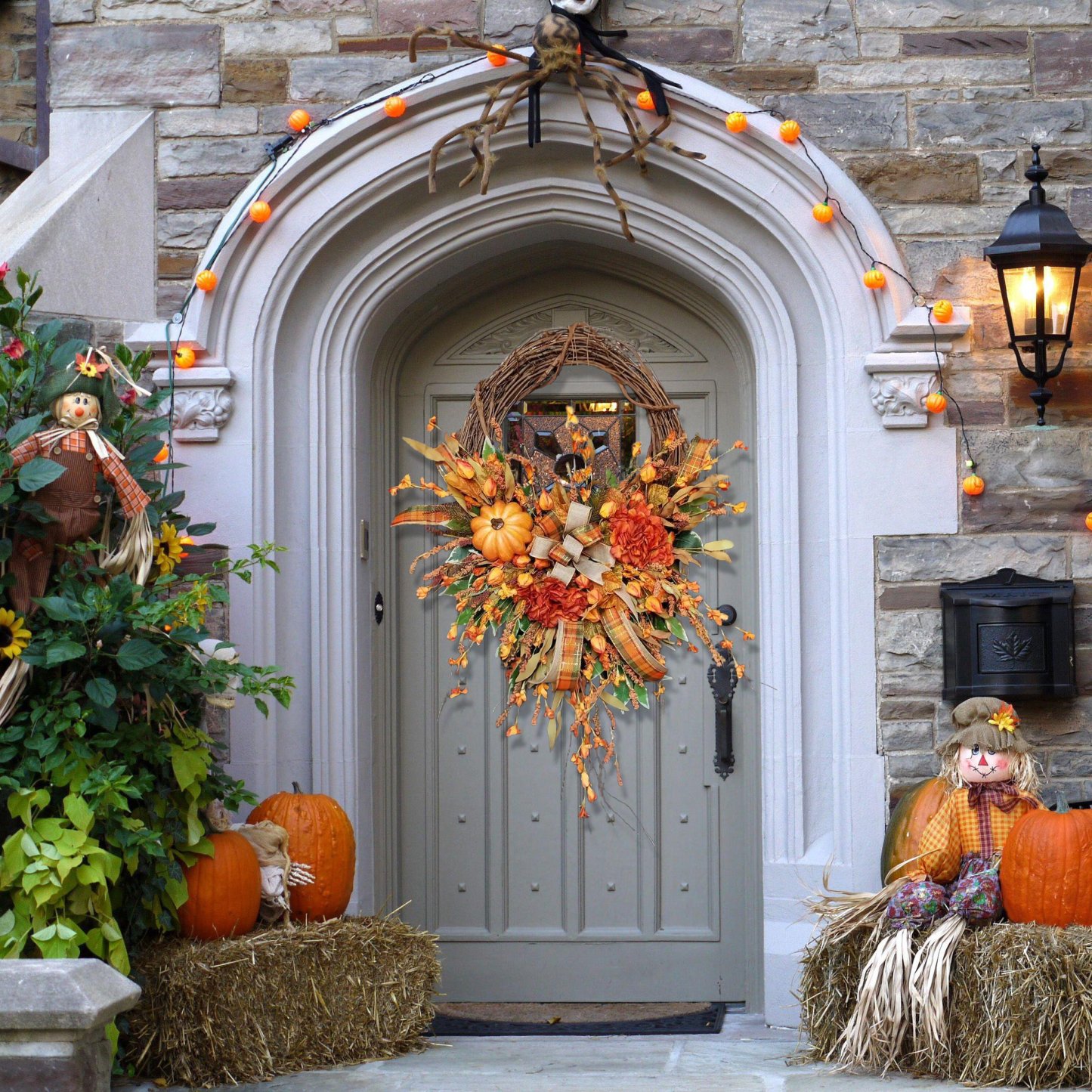Farmhouse Pumpkin Grapevine Wreath