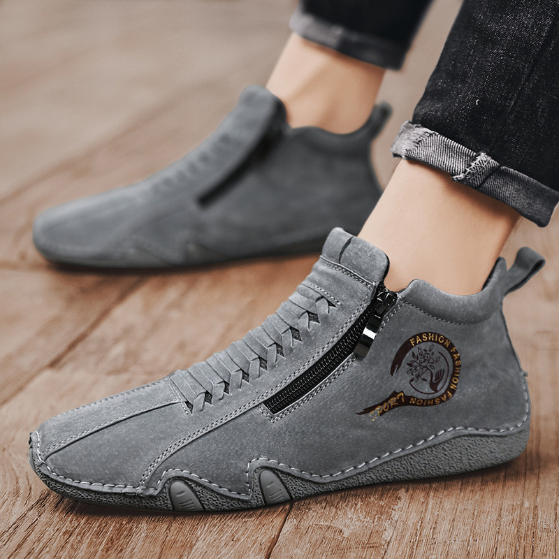 MEN'S CASUAL HANDMADE LEATHER COMFORTABLE SOFT SOLE ANKLE BOOTS