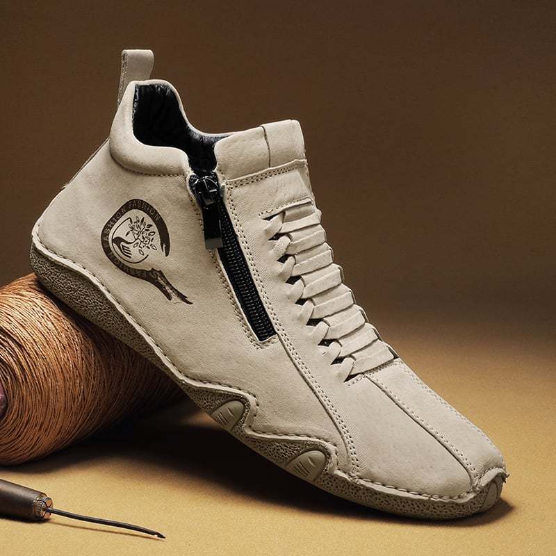 MEN'S CASUAL HANDMADE LEATHER COMFORTABLE SOFT SOLE ANKLE BOOTS