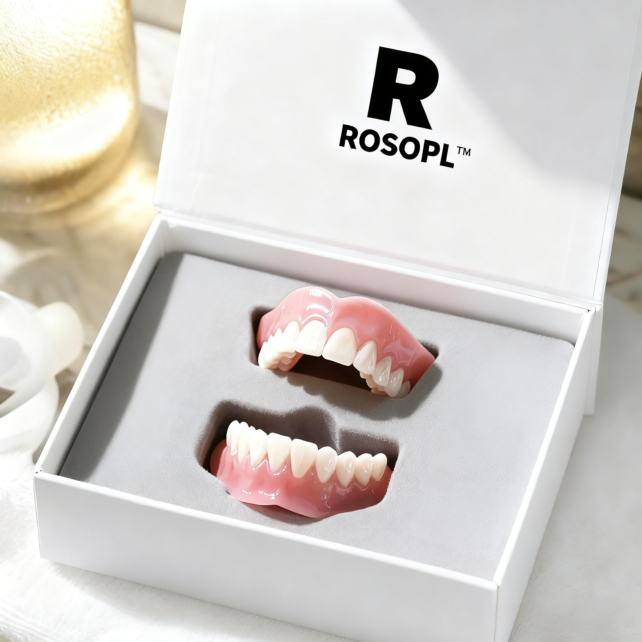 ROSOPL DENTURES-Boil-and-Bite Functional Denture, Self-fit at Home, Fully Adjustable for Narrow or Wide Arches, Long or Short-term Solution, Eat, Drink and Smile Confidently