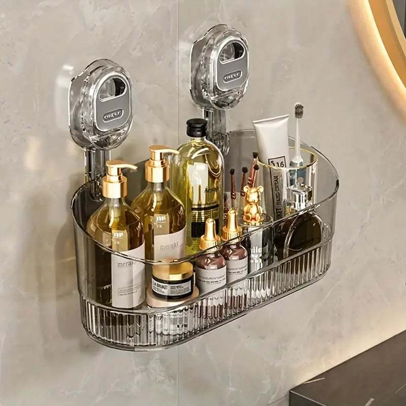 No-Drill Bathroom Suction Storage Box – Large Capacity & Strong Load-B