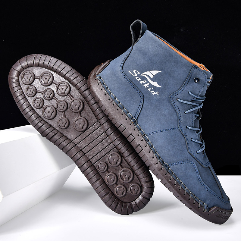 🎁Hot Sale 50% OFF⏳Clearance!!(👞 5-year wear life) Mens Casual Leather Shoes Ankle Chukka Boots Slip On Lightweight Loafers Mid top Walking Driving Shoes for Male