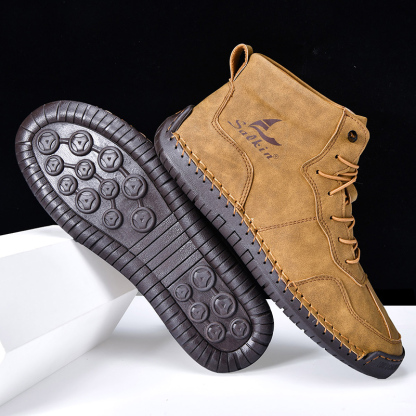 🎁Hot Sale 50% OFF⏳Clearance!!(👞 5-year wear life) Mens Casual Leather Shoes Ankle Chukka Boots Slip On Lightweight Loafers Mid top Walking Driving Shoes for Male