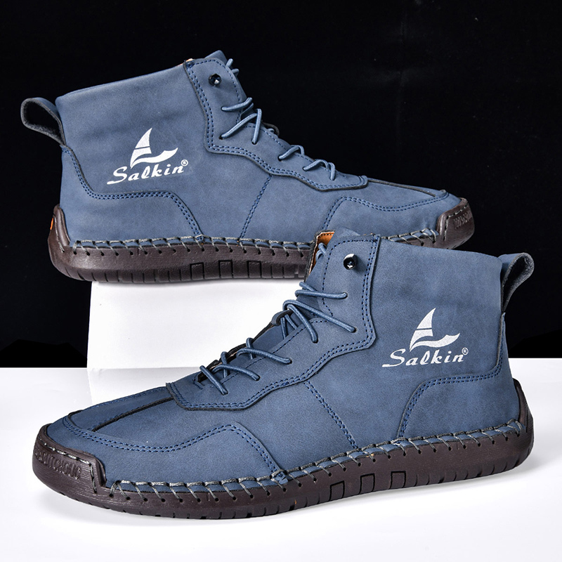 🎁Hot Sale 50% OFF⏳Clearance!!(👞 5-year wear life) Mens Casual Leather Shoes Ankle Chukka Boots Slip On Lightweight Loafers Mid top Walking Driving Shoes for Male