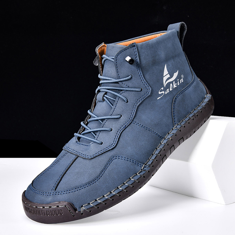 🎁Hot Sale 50% OFF⏳Clearance!!(👞 5-year wear life) Mens Casual Leather Shoes Ankle Chukka Boots Slip On Lightweight Loafers Mid top Walking Driving Shoes for Male