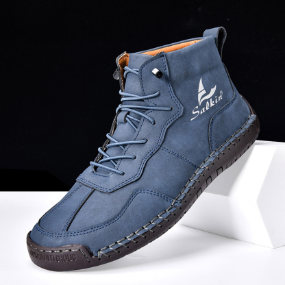 🎁Hot Sale 50% OFF⏳Clearance!!(👞 5-year wear life) Mens Casual Leather Shoes Ankle Chukka Boots Slip On Lightweight Loafers Mid top Walking Driving Shoes for Male