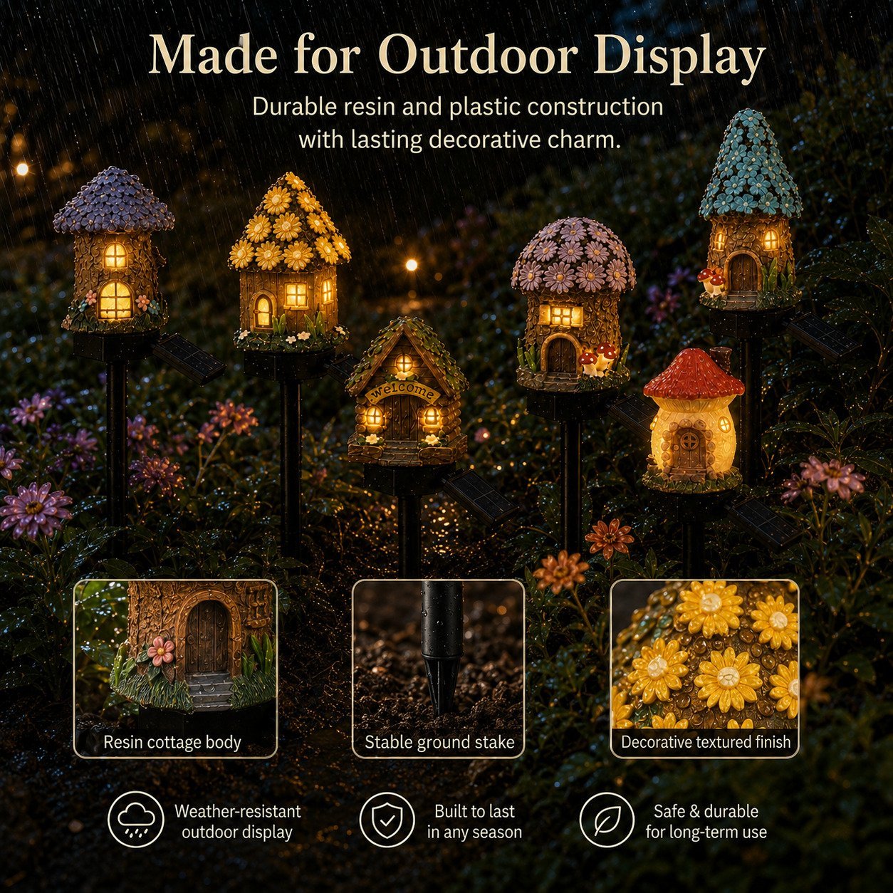 Solar Fairy-Tale Mushroom Cottage Garden Light