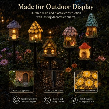 Solar Fairy-Tale Mushroom Cottage Garden Light